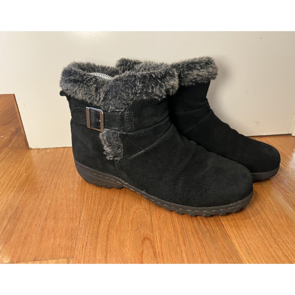Khombu Boots Womens Size 6 Black Lindsey Faux Fur Ankle Winter Snow Booties